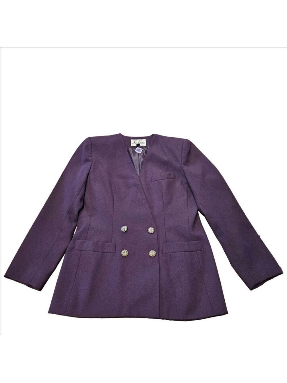 Women's Le Suit Purple Double-Breasted Blazer with Silver/Gold Buttons Size 8